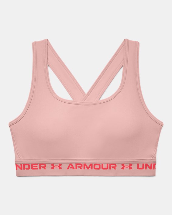 Women's Armour® Mid Crossback Heather Sports Bra, Pink, pdpMainDesktop image number 8
